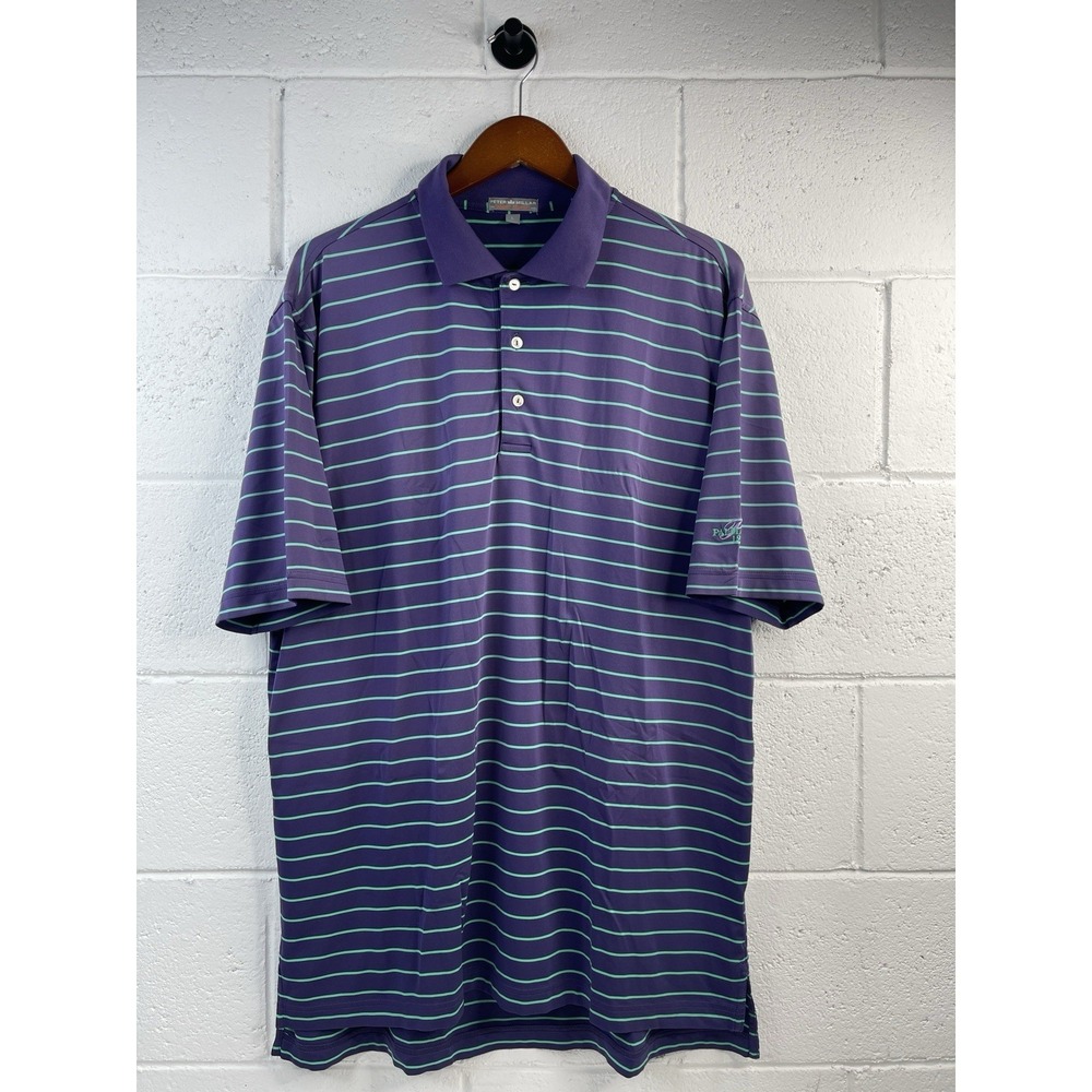 Men's Striped Summer Comfort Peter Millar‎ Golf Polo Shirt " Palma Ceia 1916" L
